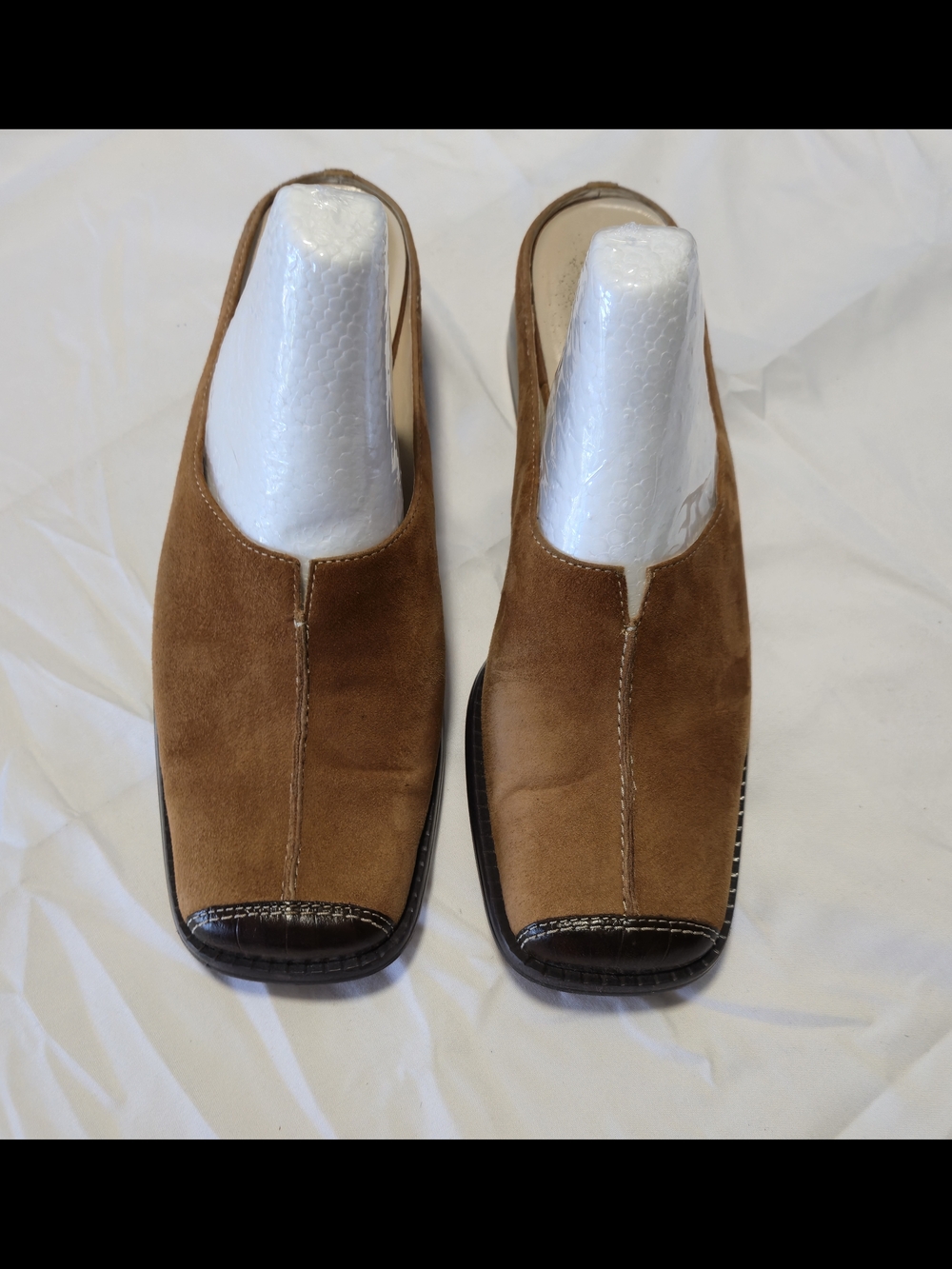 Anne Klein Tan Suede Loafers with Dark Brown Trim